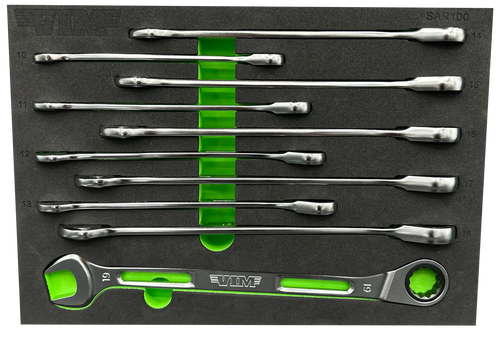 VIM Tools 10 Pc. Slim Angled Ratcheting Wrench Set (SAR100)