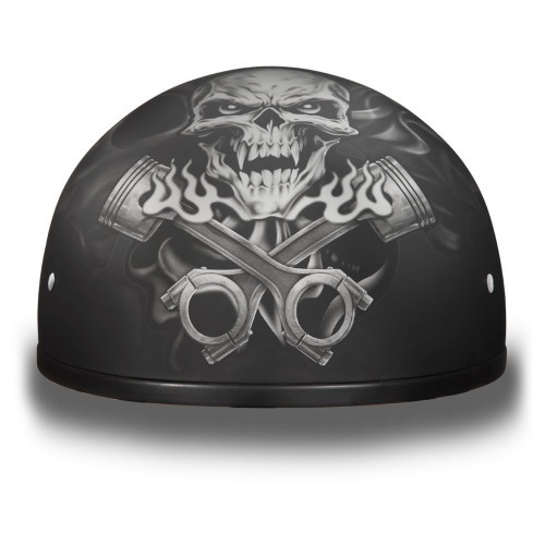 Daytona Helmets Half Skull Cap Motorcycle Helmet [Pistons Skull] [S] (D6-PS-S)