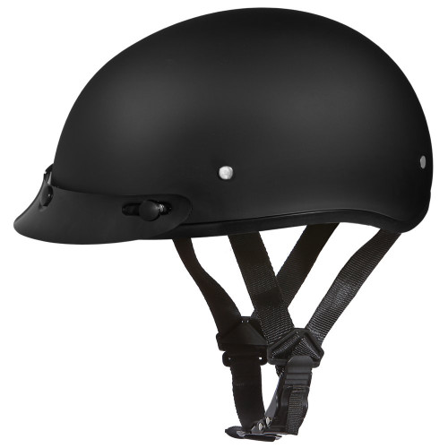 Daytona Helmets Half Skull Cap Motorcycle Helmet [Dull Black] [2Xs (D1-B-2XS)