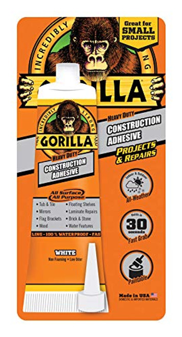 Gorilla Glue Heavy Duty Construction Adhesive, 2.5 Oz, White (8020002)
