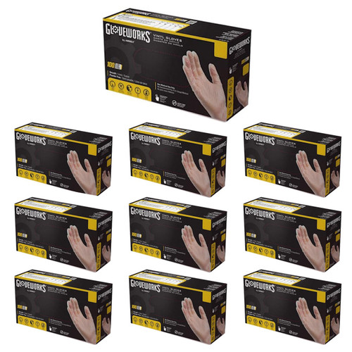 AMMEX GLOVEPLUS INDUSTRIAL GRADE POWDER FREE VINYL GLOVES - SMALL (IVPF42100) - Case of 10 Boxes