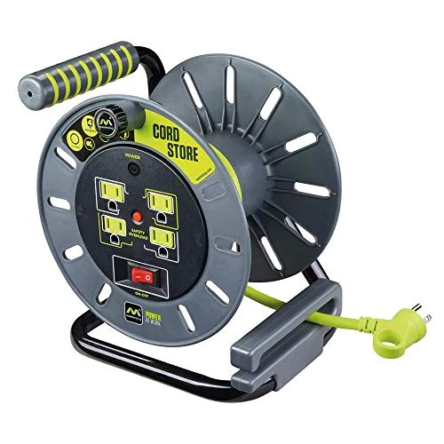Masterplug Power At Work Four Powered Outlets, Open Cord Reel (OMA031114G4SL-US)