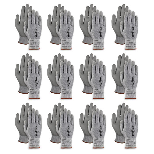 HyFlex Cut Resistant Knit Gloves -Size 8.0 - With Coating & Hppe-Nylon Liner (11727080-12) 12 Pack of gloves