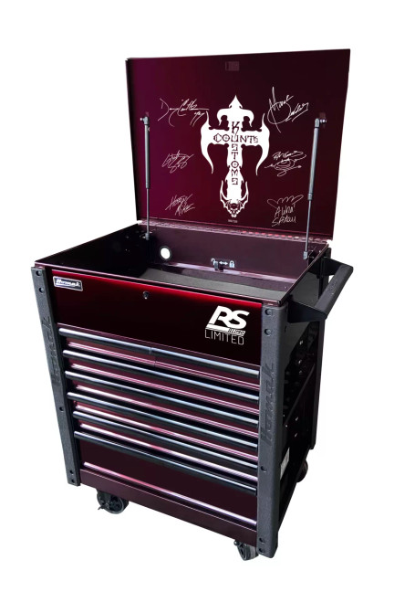 Homak 35 inch RS Pro Limited Counts Kustoms 7-Drawer Service Cart front view