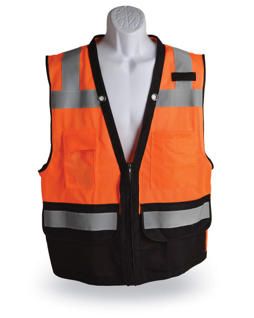 Walkers Safety Surveyor Safety Vest - Orange/Black (X-Large) (GWP-SF-VSUR-OR-XL)