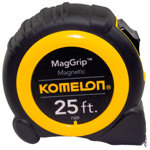 Komelon 25' X 1" Magnetic Maggrip Tape Measure, Yellow/Black (7325)