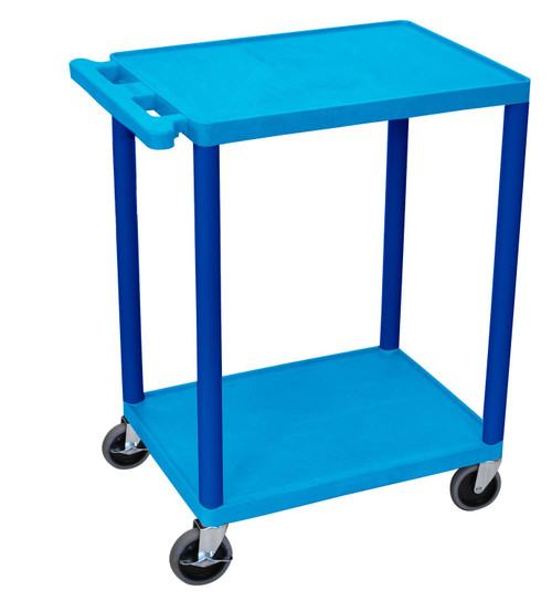 Luxor Workspaces Utility Cart With Swivel Casters, 2 Shelves, Blue (HE32-BU)