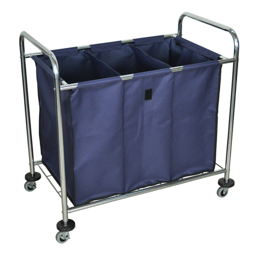 Luxor Workspaces Hd Industrial Laundry Sorter Cart W/Triple Dividers (HL15)