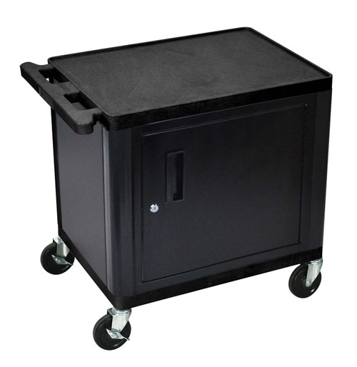 Luxor Workspaces 26"H Av Cart, 2 Shelves Cabinet Electric, Black (LP26CE-B)