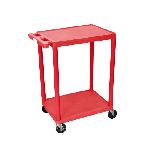 Luxor Workspaces 33"H Mobile Utility Cart, 2 Flat Shelves (RDSTC22RD)
