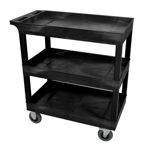 Luxor Workspaces Black 18X32 3 Tub Cart W/ Sp5 Casters (EC111SP5-B)