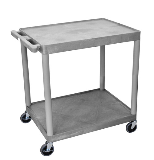 Luxor Workspaces Large 2 Shelf Rolling Utility Cart, Gray (TC22-G)