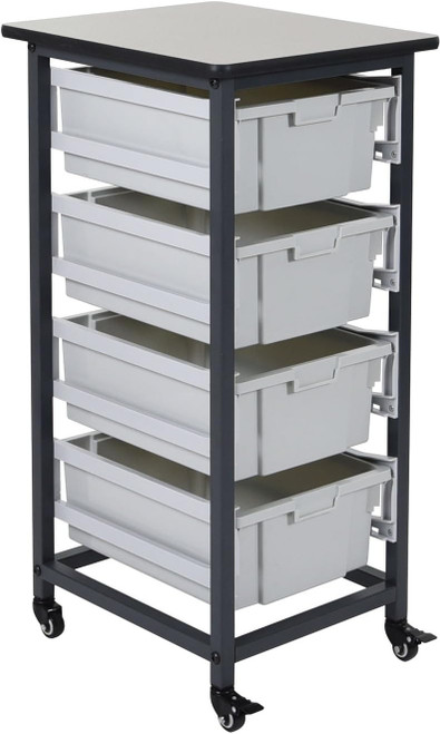 Luxor Workspaces Mobile Bin System - Single Row Gray (MBS-SR-4L)