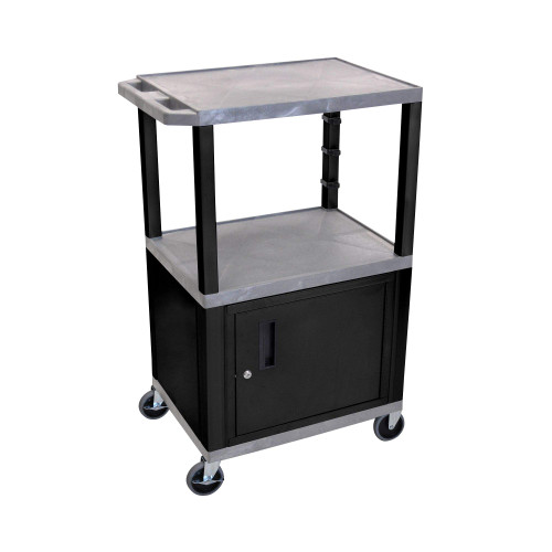 Luxor Workspaces 42"H Av Cart - 3 Shelves Cabinet - Black Legs (WT42GYC2E-B)