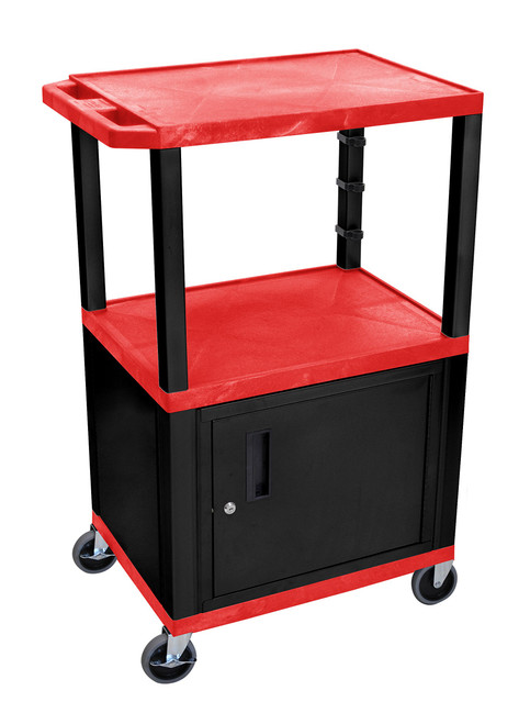 Luxor Workspaces Multipurpose 42"H Red Av Utility Cart, 3 Shelves (WT42RC2E-B)