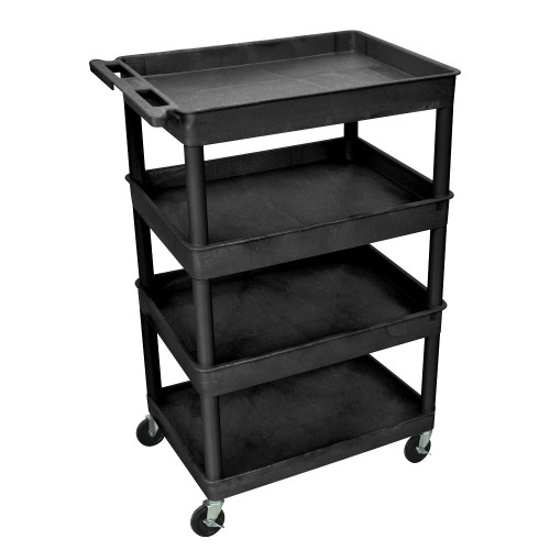 Luxor Workspaces Four Tub Shelf Utility Cart Color: Black (TC1111-B)