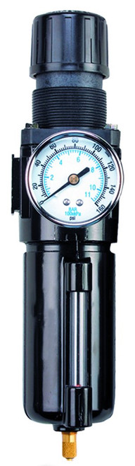 Arrow Pneumatic Filter-Regulator: 1/2" Npt,100 Cfm, 40µm, 5Psi - 125Psi (B754GW)