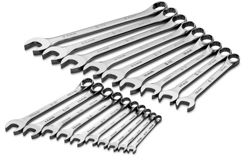 SK Tools 19 Piece 12 Point Metric Regular Combination Chrome Wrench Set (86224)