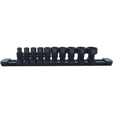 ASTRO 10-Piece 1/4” Drive Low Profile Nano Impact Sockets - SAE