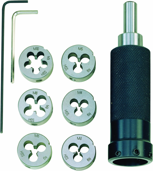 Proxxon Die Holder For Round Dies, Metric 3 To 10 Threads, Silver (24082)