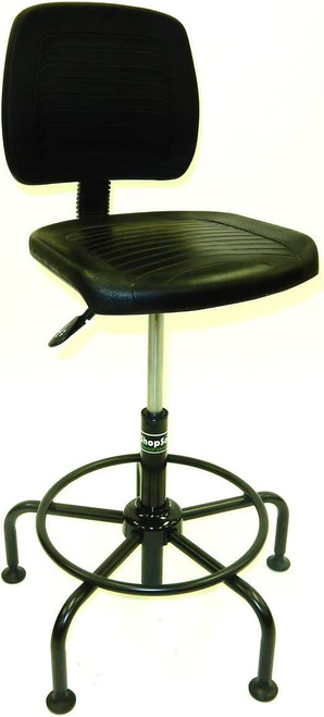 Shopsol Height Adjustable Industrial Chair W/Tubular Base & Welded Footring, 300Lb Cap (1010347)