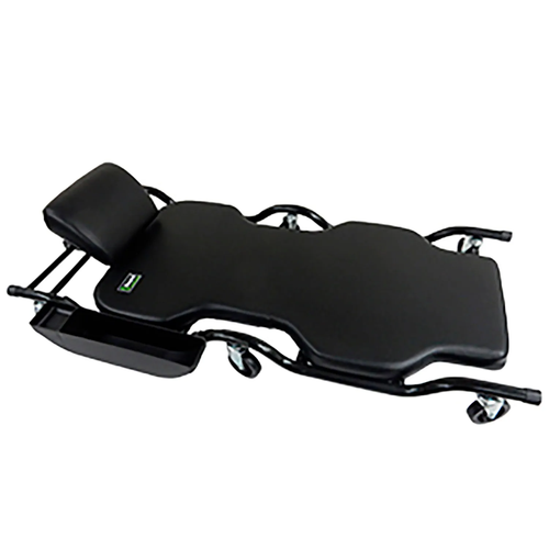 Shopsol Heavy-Duty Creeper W/ Adj. Headrest & 20" Wide Bed & Parts Tray, 500 Lb. Cap., Black (1010930)