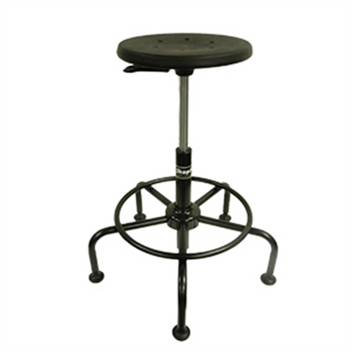 Shopsol Workbench Round Stool W/ Pneumatic Seat Height Range & Tubular Base, Pur, Black (1010888)
