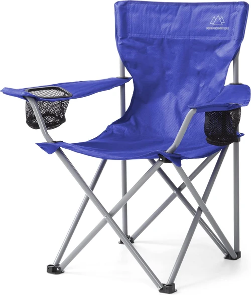 Camp-Gear Chaise Pliable Compacte Bleue Avec Accoudoirs Et Porte-Boissons
