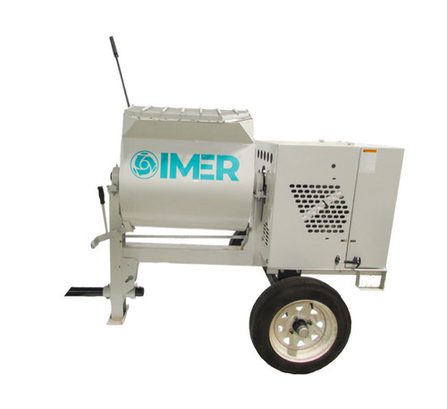 Side view of IMER HSM 8 Mortar & Stucco Mixer 8 Cubic Foot Honda 7.9 HP Gas Motor