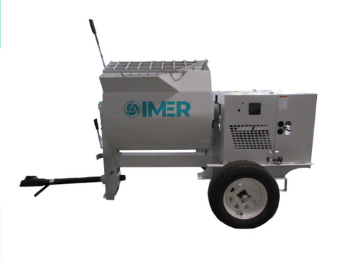 Side view of IMER HSM 12 Mortar & Stucco Mixer 12 Cubic Foot Honda 11.7 HP Gas Motor