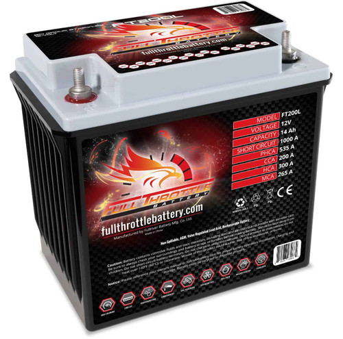 Front view of Fullriver AGM FT200L high-performance 12V 14Ah battery.