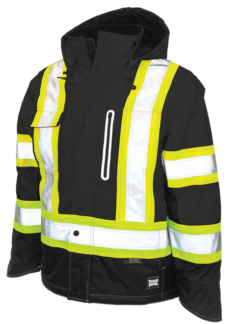 Front View Of Tough Duck Ripstop Fleece Lined Safety Jacket
