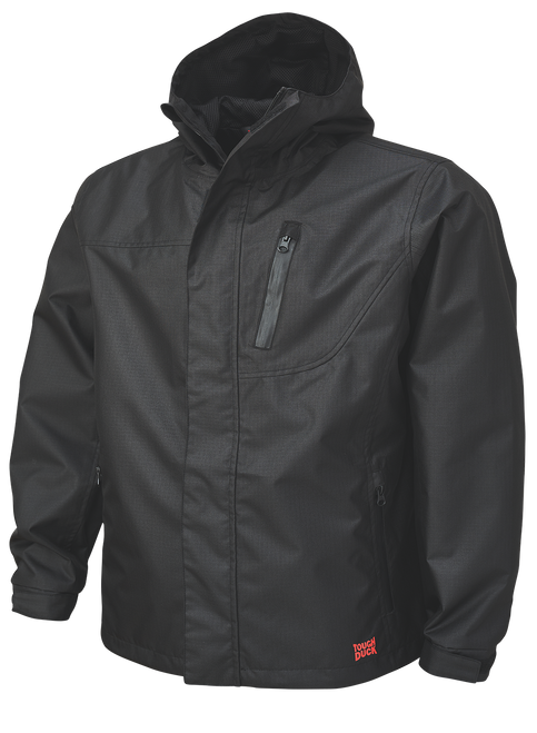 Tough Duck Men's Waterproof Breathable Ripstop Rain Jacket (WJ371-BLCK-S)