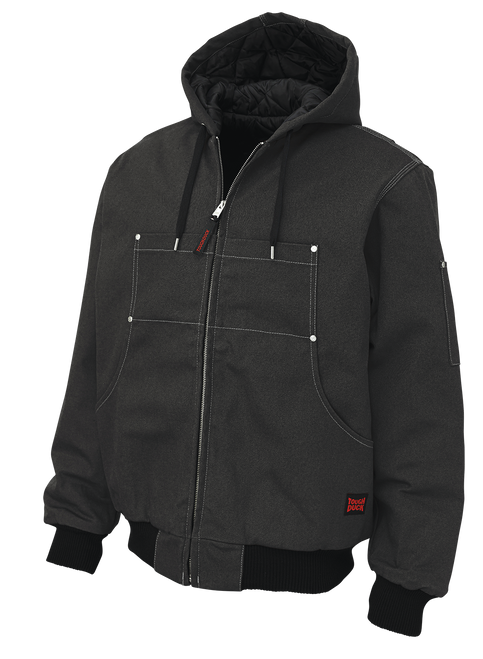 Front view of Tough Duck classic hooded duck bomber jacket