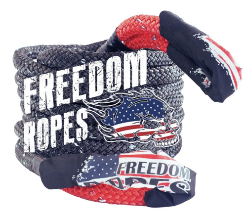 Freedom Ropes 1.25'x30' Red Reflective Kinetic Recovery Rope - Long-Distance Off-road Tool