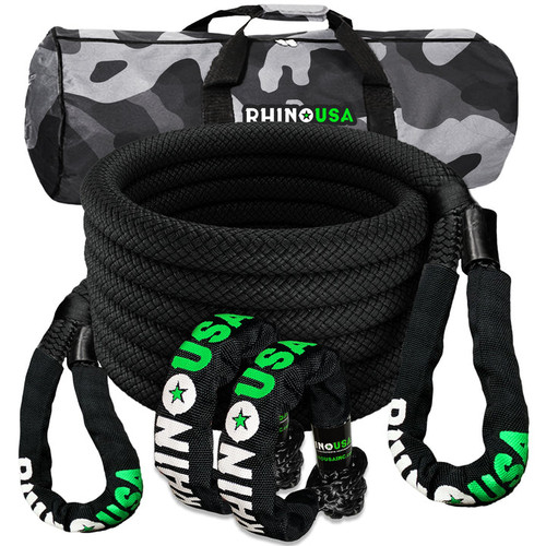 Rhino USA 7/8 inch x 30 feet kinetic rope kit with soft shackles in black