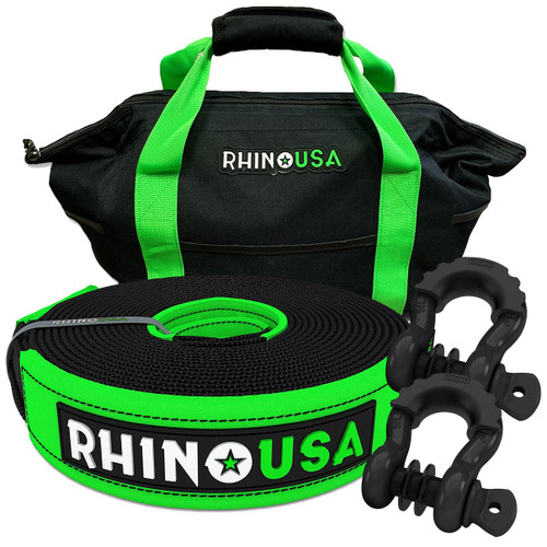 Rhino USA 20 feet tow strap and shackles combo for secure towing