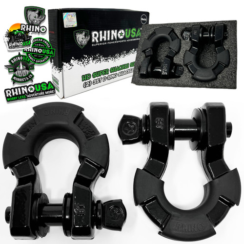 Rhino USA 8T super shackle 2-pack in black