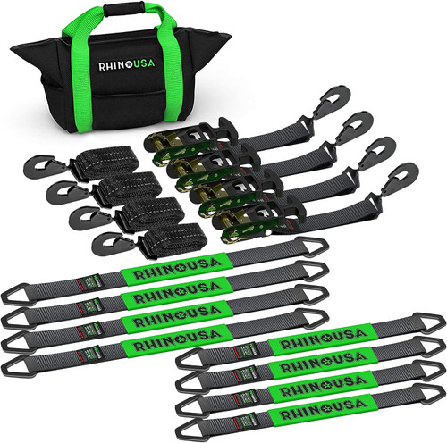 Rhino USA heavy duty vehicle tie down kit with snap hook