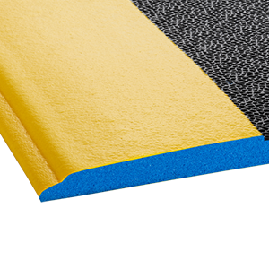 Crown Mats Wear-Bond Comfort-King Pebble-Surface 3'x5' Black w/Yellow (WB Z035YP) displayed, illustrating its high-quality construction and functionality.