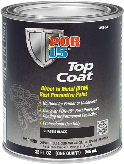 POR-15 Top Coat Paint, Direct to Metal Paint, Long-term Sheen and Color Retention, 1 Quarts, Chassis Black