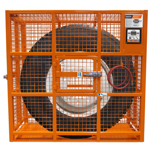 Close up of Martins Industries Automatic HD Tire Inflation Cage 78”