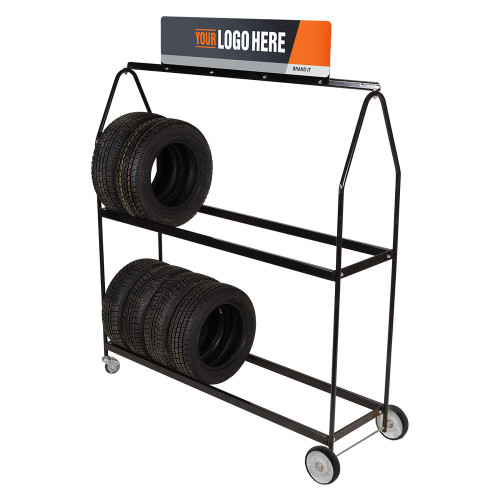 Martins Industries Deluxe Mobile Tire Display Rack on Wheels in white background