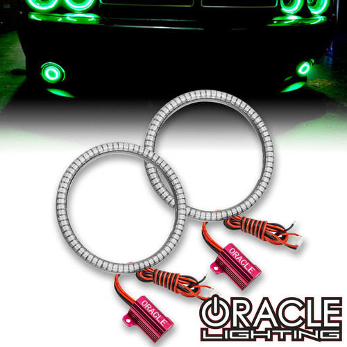 ColorSHIFT® - w/ No Controller of Oracle Lighting Dodge Challenger LED Fog Light Halo Kit, Detailed view of Oracle Lighting Dodge Challenger LED Fog Light Halo Kit, Oracle Lighting Dodge Challenger LED Fog Light Halo Kit in white background