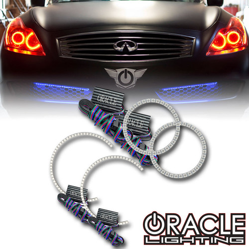 Oracle Lighting Infiniti G37 Coupe Headlight Kit in white background, Front view of Oracle Lighting Infiniti G37 Coupe Headlight Kit being used, Side view of Oracle Lighting Infiniti G37 Coupe Headlight Kit being used, Close-up view of Oracle Lighting Infiniti G37 Coupe Headlight Kit being used, Oracle Lighting Infiniti G37 Coupe Headlight Kit in white variant, White variation of Oracle Lighting Infiniti G37 Coupe Headlight Kit, Oracle Lighting Infiniti G37 Coupe Headlight Kit w/ RF Controller, Oracle Lighting Infiniti G37 Coupe Headlight Kit w/ 2.0 Controller, Oracle Lighting Infiniti G37 Coupe Headlight Kit w/ No Controller, Oracle Lighting Infiniti G37 Coupe Headlight Kit w/ BC1 Controller, Oracle Lighting Infiniti G37 Coupe Headlight Kit w/ Simple Controller