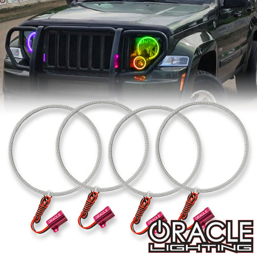 Detailed view of Oracle Lighting LED Headlight Halo Kit for 2008-2013 Jeep Liberty, White variation of Oracle Lighting LED Headlight Halo Kit for 2008-2013 Jeep Liberty, Oracle Lighting LED Headlight Halo Kit for 2008-2013 Jeep Liberty w/ RF Controller, Oracle Lighting LED Headlight Halo Kit for 2008-2013 Jeep Liberty w/ 2.0 Controller, Oracle Lighting LED Headlight Halo Kit for 2008-2013 Jeep Liberty w/ No Controller, Oracle Lighting LED Headlight Halo Kit for 2008-2013 Jeep Liberty w/ BC1 Controller, Oracle Lighting LED Headlight Halo Kit for 2008-2013 Jeep Liberty w/ Simple Controller, Close up view of Oracle Lighting LED Headlight Halo Kit for 2008-2013 Jeep Liberty, Oracle Lighting LED Headlight Halo Kit for 2008-2013 Jeep Liberty in use, Front view of Oracle Lighting LED Headlight Halo Kit for 2008-2013 Jeep Liberty