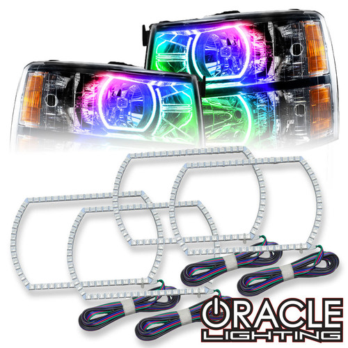 Detailed view of Oracle Lighting LED Square Style Halo Kit for 2007-2013 Chevrolet Silverado, ColorSHIFT® - w/ RF Controller of Oracle Lighting LED Square Style Halo Kit for 2007-2013 Chevrolet Silverado, ColorSHIFT® - w/ 2.0 Controller of Oracle Lighting LED Square Style Halo Kit for 2007-2013 Chevrolet Silverado, ColorSHIFT® - w/ No Controller of Oracle Lighting LED Square Style Halo Kit for 2007-2013 Chevrolet Silverado, ColorSHIFT® - w/ BC1 Controller of Oracle Lighting LED Square Style Halo Kit for 2007-2013 Chevrolet Silverado, ColorSHIFT® - w/ Simple Controller of Oracle Lighting LED Square Style Halo Kit for 2007-2013 Chevrolet Silverado