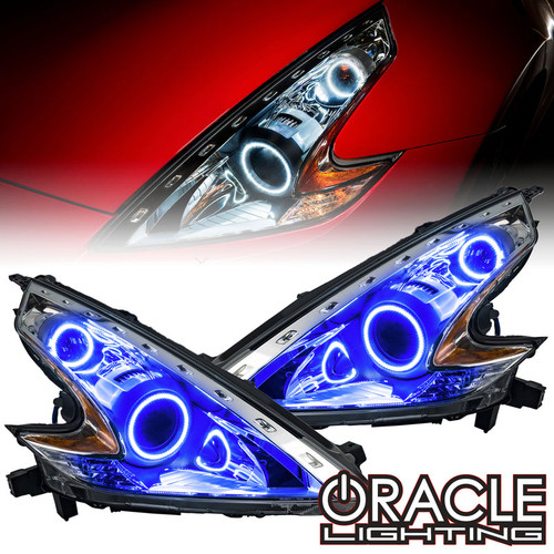 Front view of Oracle Lighting LED Headlight Dual Halo Kit for 2009-2021 Nissan 370Z, White variation of Oracle Lighting LED Headlight Dual Halo Kit for 2009-2021 Nissan 370Z, Red variation of Oracle Lighting LED Headlight Dual Halo Kit for 2009-2021 Nissan 370Z, ColorSHIFT® - w/ RF Controller of Oracle Lighting LED Headlight Dual Halo Kit for 2009-2021 Nissan 370Z, ColorSHIFT® - w/ 2.0 Controller of Oracle Lighting LED Headlight Dual Halo Kit for 2009-2021 Nissan 370Z, ColorSHIFT® - w/ No Controller of Oracle Lighting LED Headlight Dual Halo Kit for 2009-2021 Nissan 370Z, ColorSHIFT® - w/ BC1 Controller of Oracle Lighting LED Headlight Dual Halo Kit for 2009-2021 Nissan 370Z, ColorSHIFT® - w/ Simple Controller of Oracle Lighting LED Headlight Dual Halo Kit for 2009-2021 Nissan 370Z, Oracle Lighting LED Headlight Dual Halo Kit for 2009-2021 Nissan 370Z in white background, Oracle Lighting LED Headlight Dual Halo Kit for 2009-2021 Nissan 370Z in use
