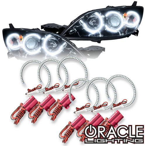 Front view of Oracle Lighting LED Headlight Halo Kit for 2004-2009 Mazda 3, White variation of Oracle Lighting LED Headlight Halo Kit for 2004-2009 Mazda 3, Oracle Lighting LED Headlight Halo Kit for 2004-2009 Mazda 3 w/ RF Controller, Oracle Lighting LED Headlight Halo Kit for 2004-2009 Mazda 3 w/ 2.0 Controller, Oracle Lighting LED Headlight Halo Kit for 2004-2009 Mazda 3 w/ No Controller, Oracle Lighting LED Headlight Halo Kit for 2004-2009 Mazda 3 w/ BC1 Controller,Oracle Lighting LED Headlight Halo Kit for 2004-2009 Mazda 3 w/ Simple Controller, ColorSHIFT® variation of Oracle Lighting LED Headlight Halo Kit for 2004-2009 Mazda 3, Close up view of Oracle Lighting LED Headlight Halo Kit for 2004-2009 Mazda 3