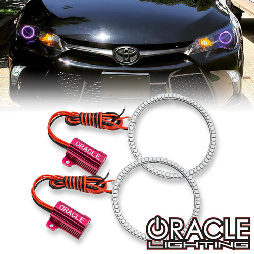 Detailed view of Oracle Lighting LED Headlight Halo Kit for 2012-2015 Toyota Camry, ColorSHIFT® of Oracle Lighting LED Headlight Halo Kit for 2012-2015 Toyota Camry, Oracle Lighting LED Headlight Halo Kit for 2012-2015 Toyota Camry in white background, Oracle Lighting LED Headlight Halo Kit for 2012-2015 Toyota Camry in use